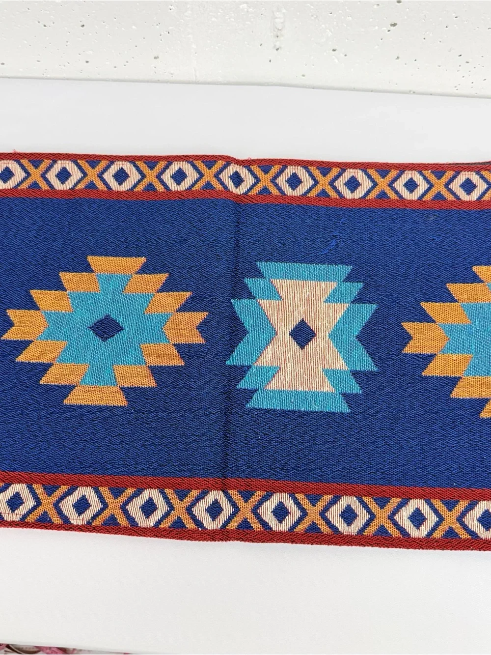 Sonoran Souvenirs Blue Red Southwest Table Runner 13” x 72” NEW